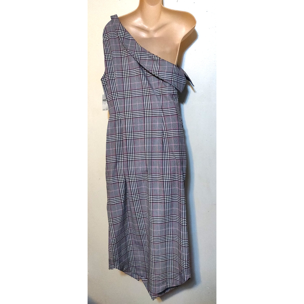 Maeve Anthropologie Plaid Dress 6P One Shoulder Prep School Girl Midi Preppy NWT - Picture 6 of 16